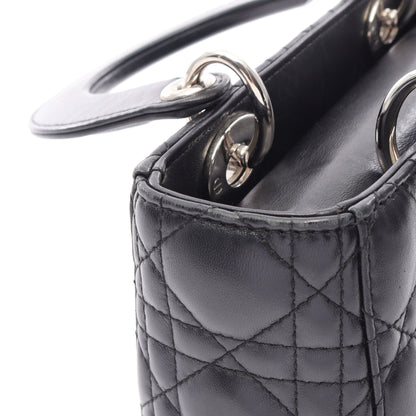 LADY DIOR MY ABCDIOR レディディオール スモール カナージュ 2WAY ハンドバッグ レザー ブラック クリスチャンディオール