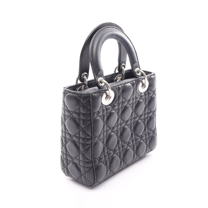 LADY DIOR MY ABCDIOR レディディオール スモール カナージュ 2WAY ハンドバッグ レザー ブラック クリスチャンディオール