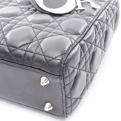 LADY DIOR MY ABCDIOR レディディオール スモール カナージュ 2WAY ハンドバッグ レザー ブラック クリスチャンディオール