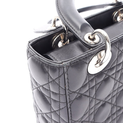 LADY DIOR MY ABCDIOR レディディオール スモール カナージュ 2WAY ハンドバッグ レザー ブラック クリスチャンディオール