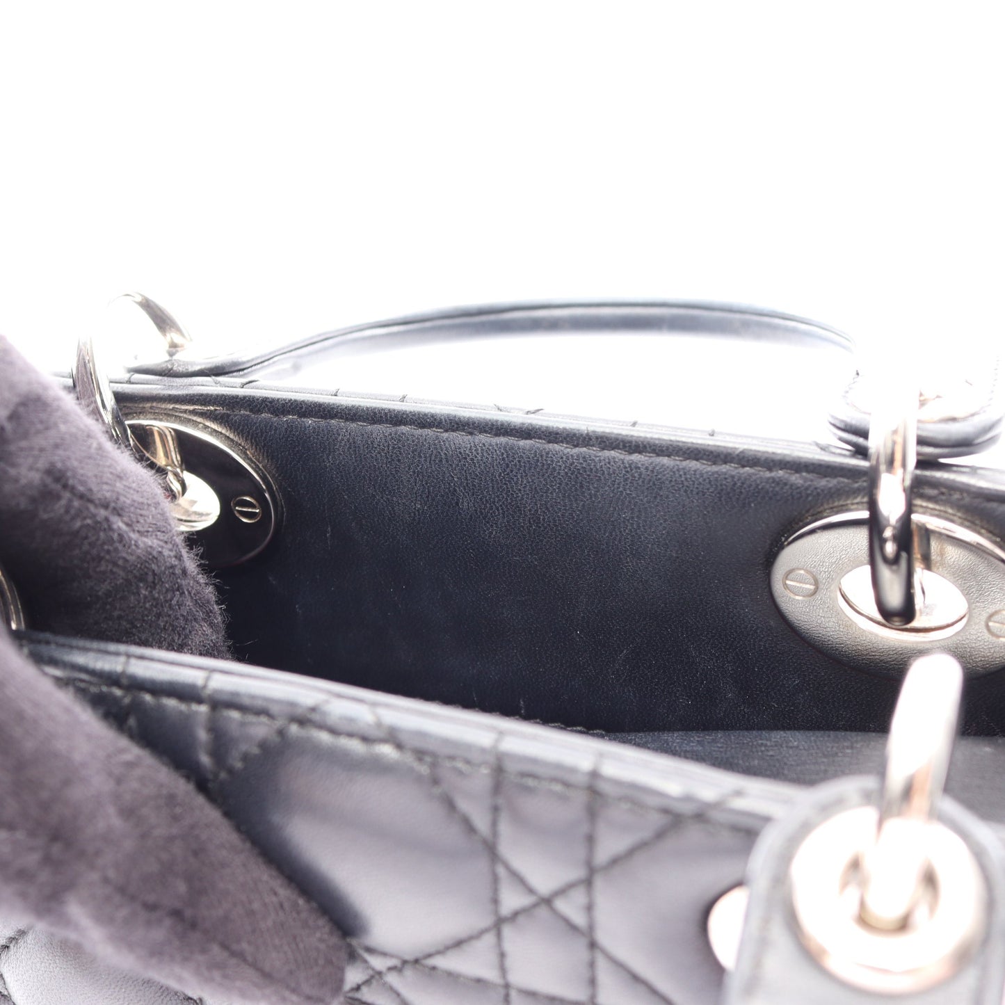 LADY DIOR MY ABCDIOR レディディオール スモール カナージュ 2WAY ハンドバッグ レザー ブラック クリスチャンディオール