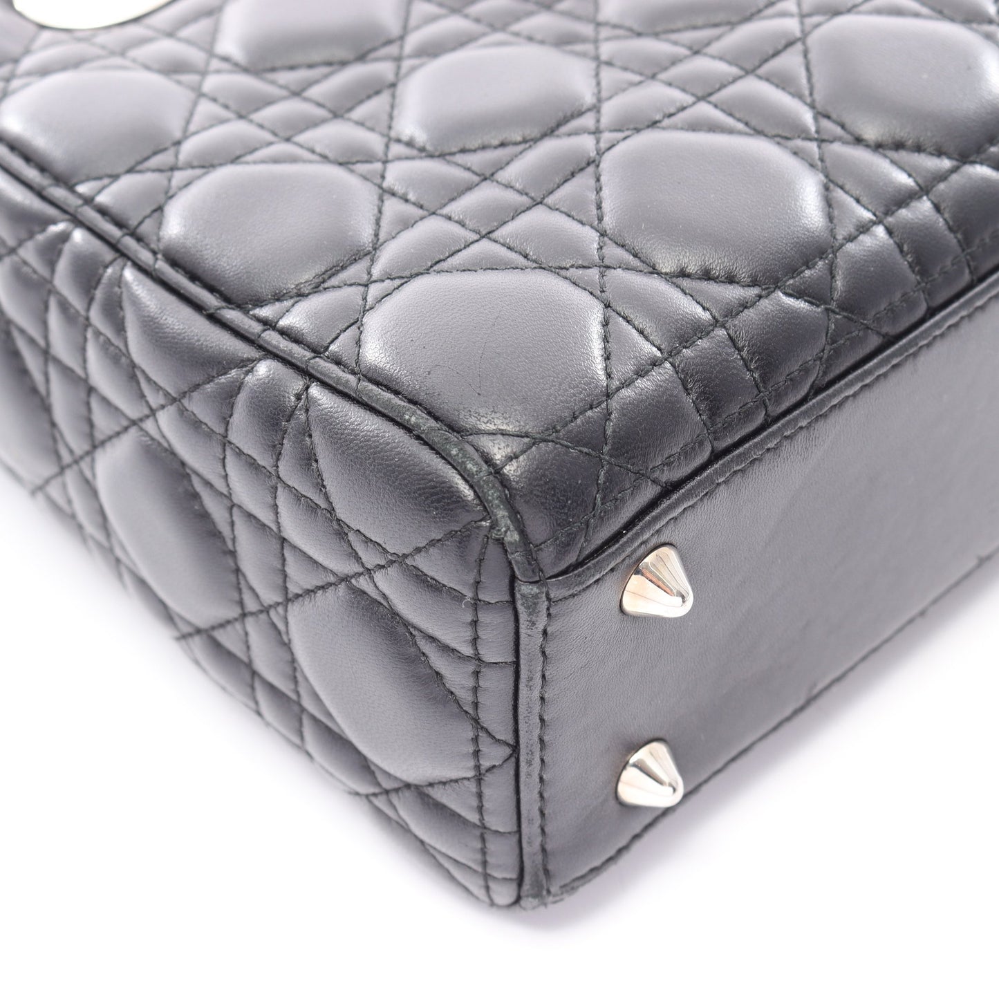 LADY DIOR MY ABCDIOR レディディオール スモール カナージュ 2WAY ハンドバッグ レザー ブラック クリスチャンディオール