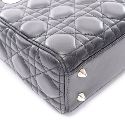 LADY DIOR MY ABCDIOR レディディオール スモール カナージュ 2WAY ハンドバッグ レザー ブラック クリスチャンディオール