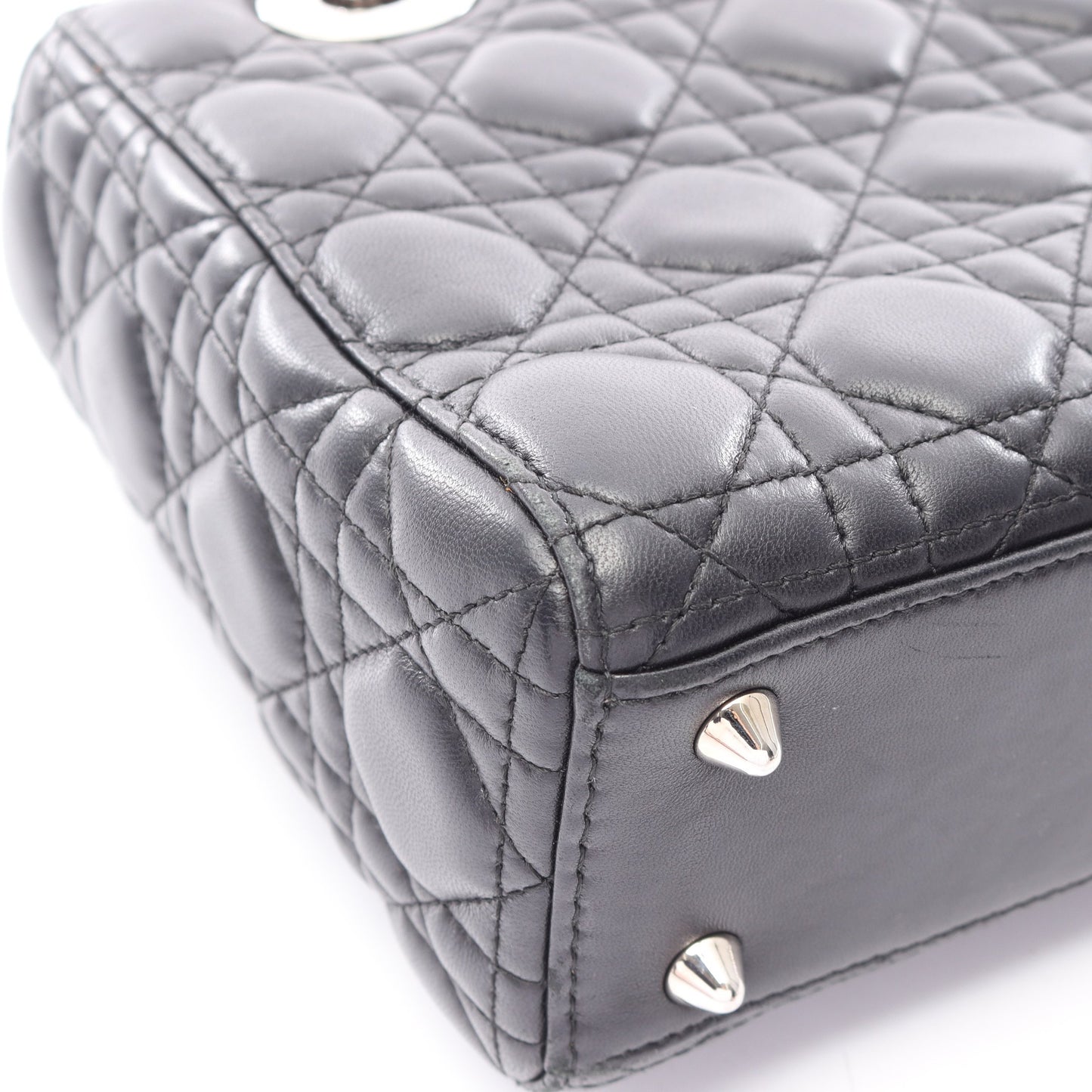 LADY DIOR MY ABCDIOR レディディオール スモール カナージュ 2WAY ハンドバッグ レザー ブラック クリスチャンディオール