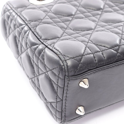 LADY DIOR MY ABCDIOR レディディオール スモール カナージュ 2WAY ハンドバッグ レザー ブラック クリスチャンディオール