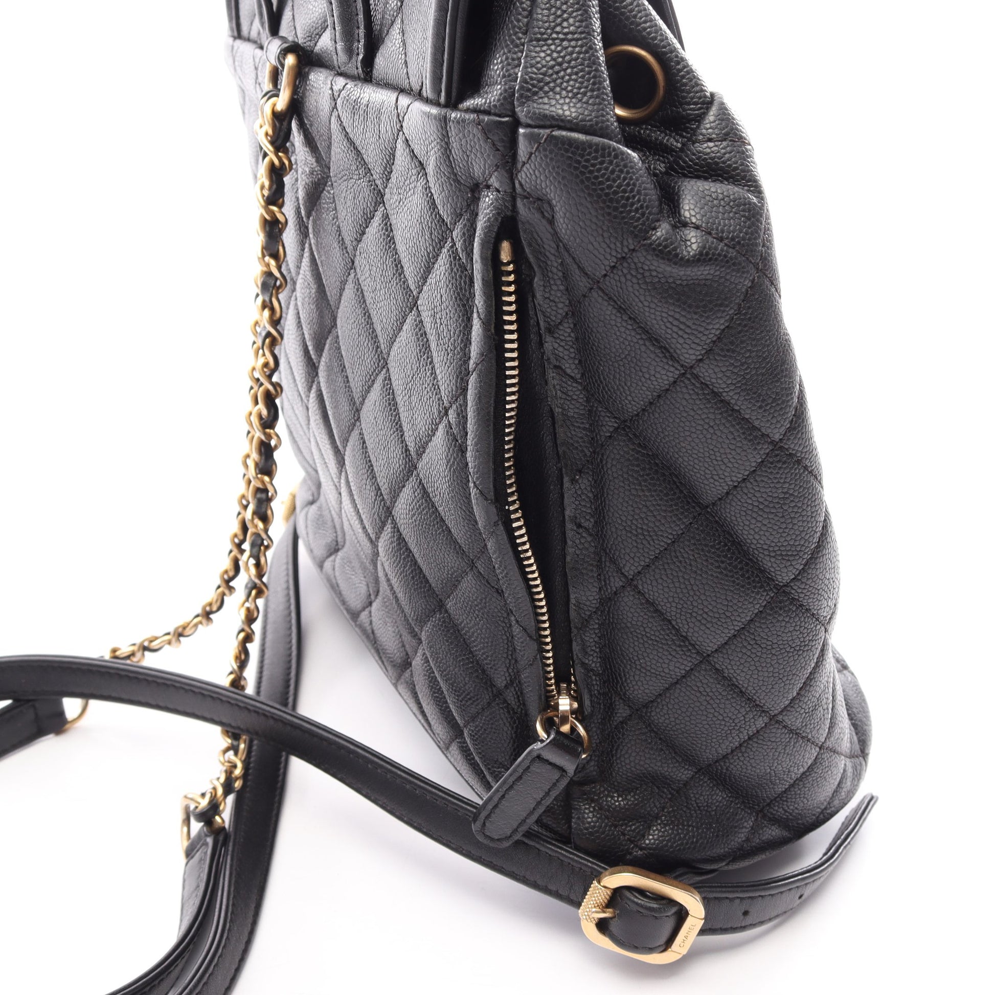 CCフィリグリー マトラッセ バックパック リュックサック キャビアスキン ブラック ゴールド金具 シャネル バッグ CHANEL
