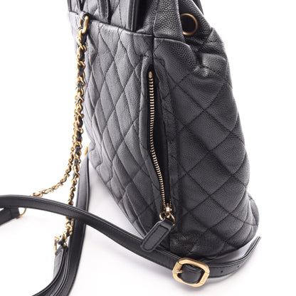 CCフィリグリー マトラッセ バックパック リュックサック キャビアスキン ブラック ゴールド金具 シャネル バッグ CHANEL