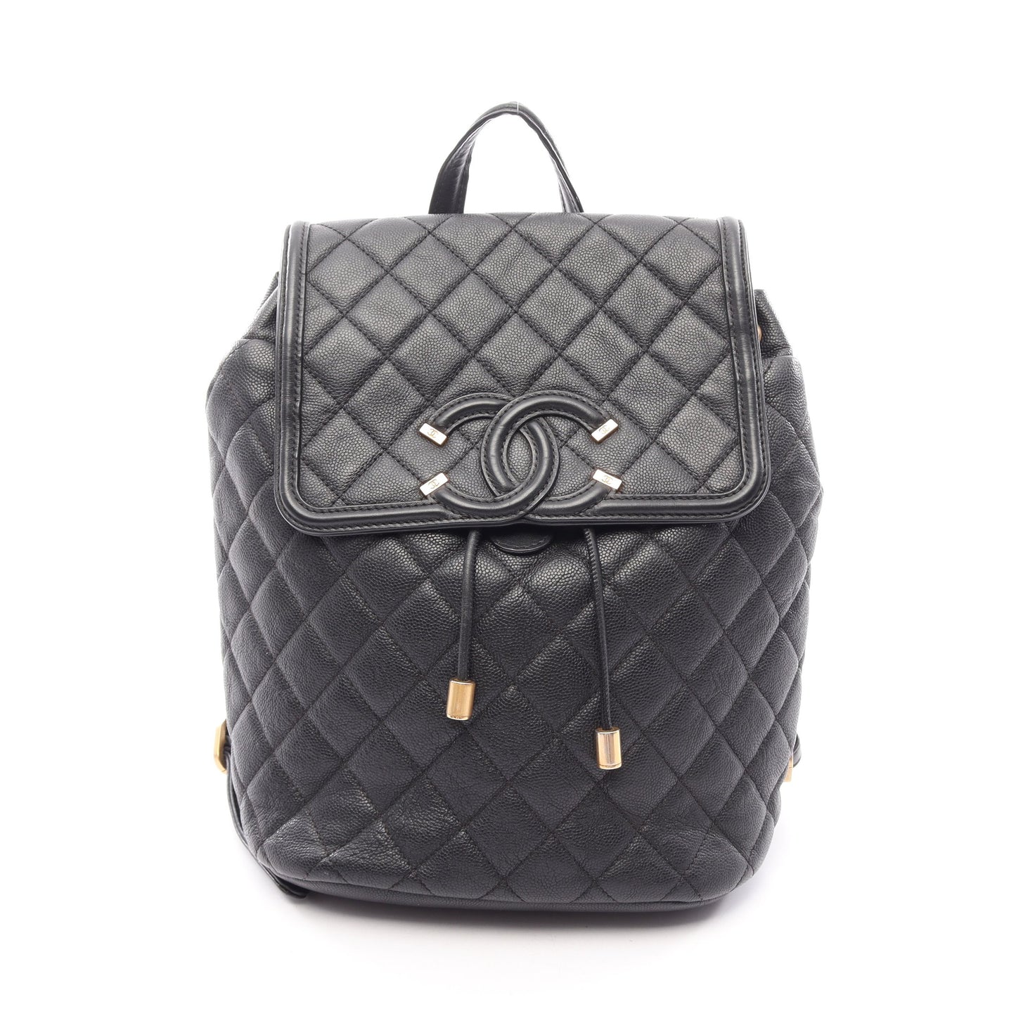 CCフィリグリー マトラッセ バックパック リュックサック キャビアスキン ブラック ゴールド金具 シャネル バッグ CHANEL