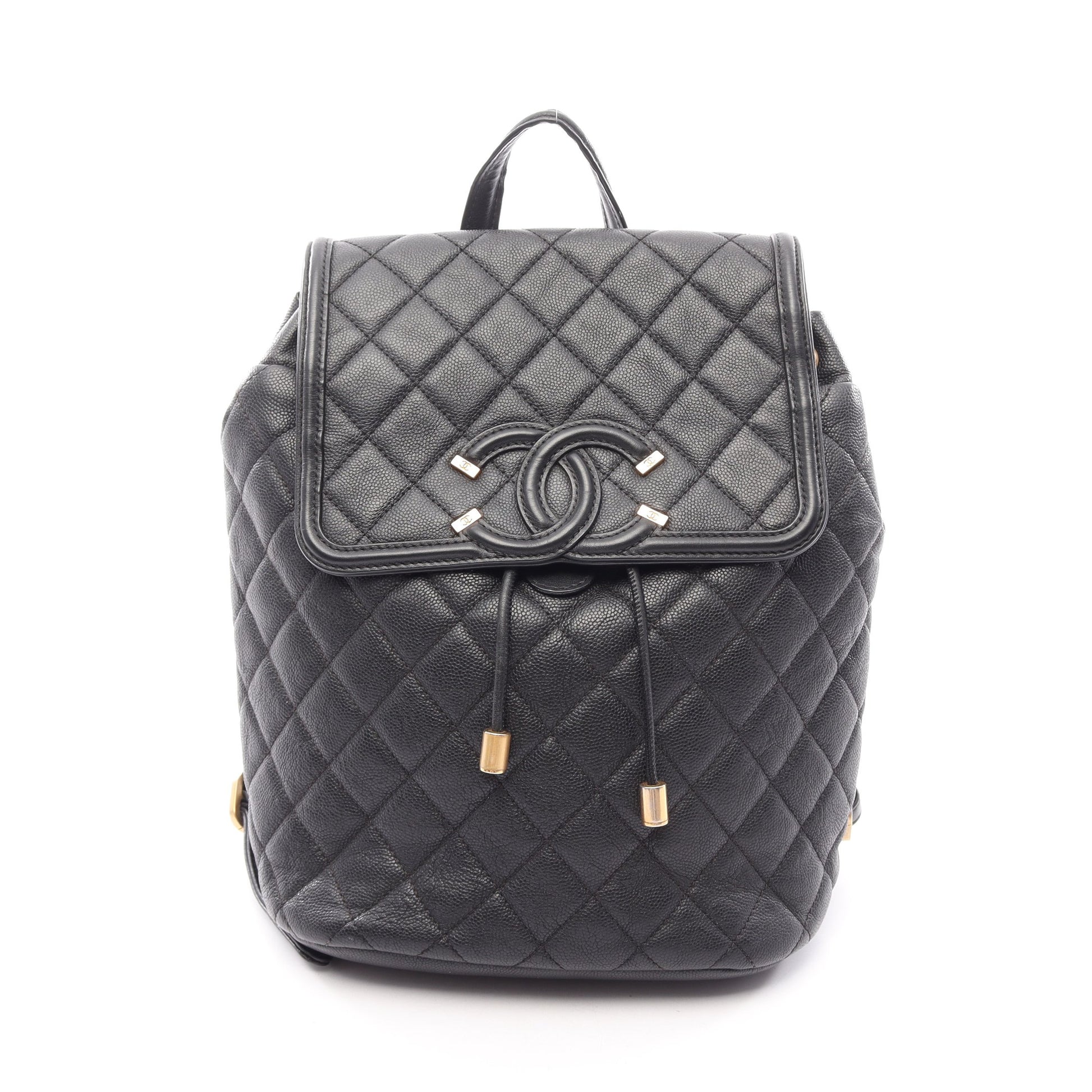 CCフィリグリー マトラッセ バックパック リュックサック キャビアスキン ブラック ゴールド金具 シャネル バッグ CHANEL