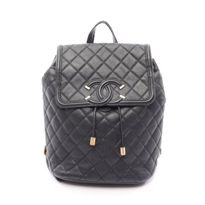 CCフィリグリー マトラッセ バックパック リュックサック キャビアスキン ブラック ゴールド金具 シャネル バッグ CHANEL