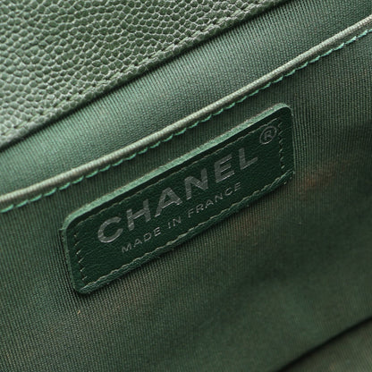ボーイシャネル チェーンショルダーバッグ キャビアスキン グリーン シルバー金具 シャネル