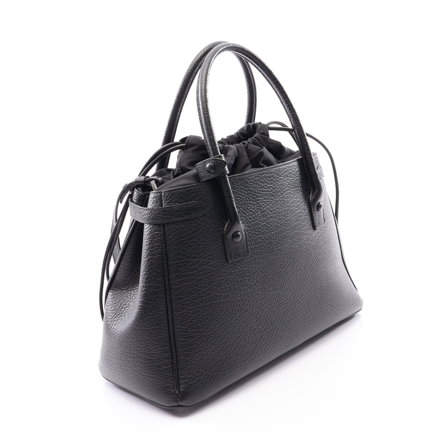 5AC ドローストリングバッグ ミディアム 2WAY ハンドバッグ レザー ブラック メゾンマルジェラ11 バッグ Maison Margiela 11