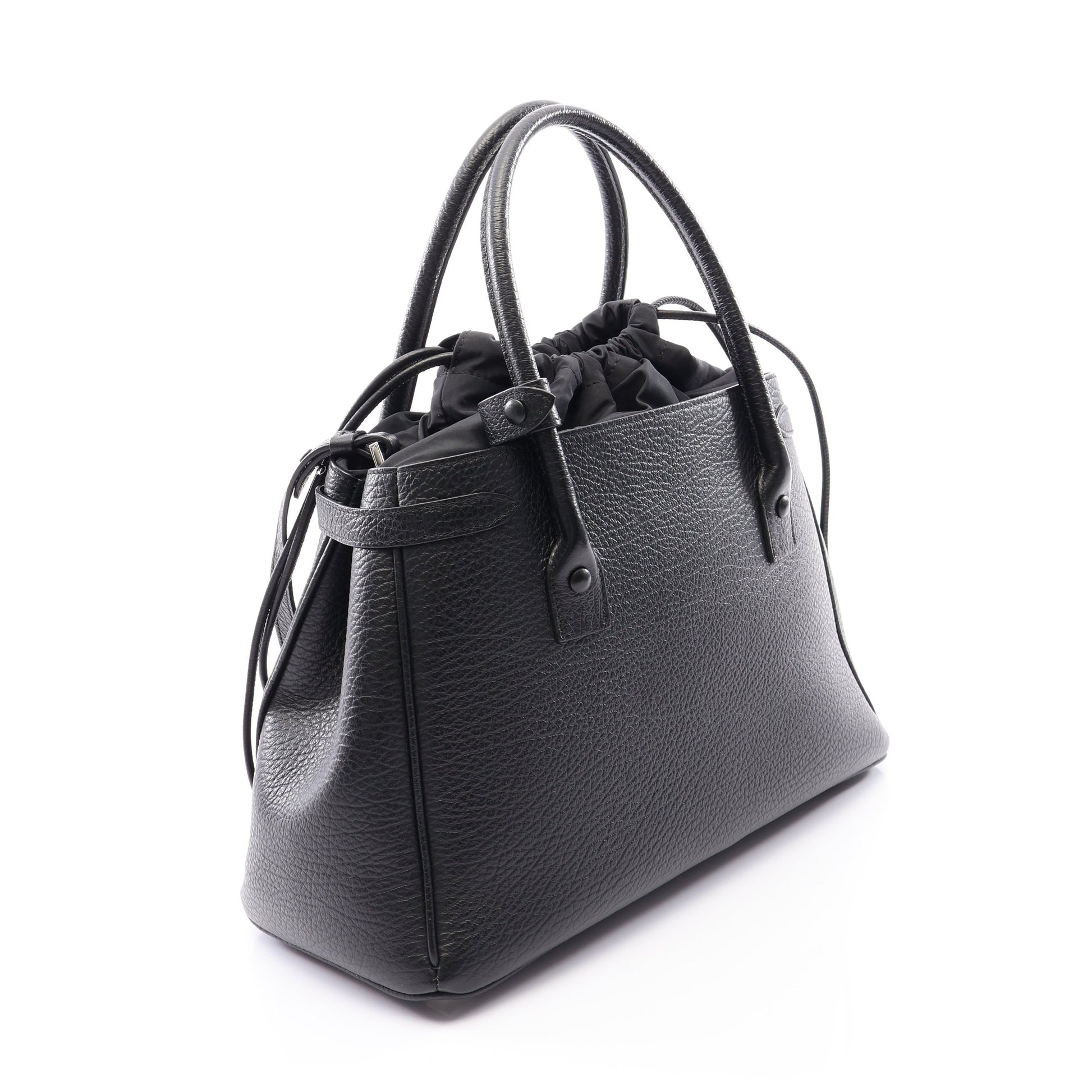 5AC ドローストリングバッグ ミディアム 2WAY ハンドバッグ レザー ブラック メゾンマルジェラ11 バッグ Maison Margiela 11