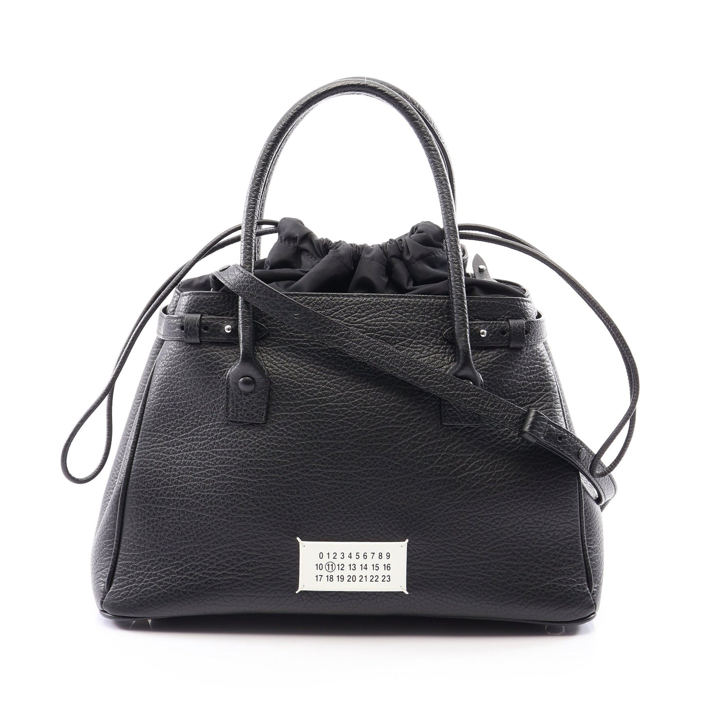 5AC ドローストリングバッグ ミディアム 2WAY ハンドバッグ レザー ブラック メゾンマルジェラ11 バッグ Maison Margiela 11