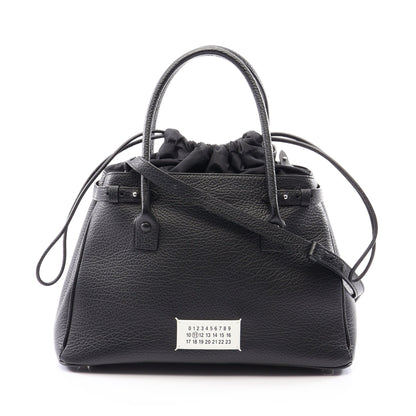 5AC ドローストリングバッグ ミディアム 2WAY ハンドバッグ レザー ブラック メゾンマルジェラ11 バッグ Maison Margiela 11