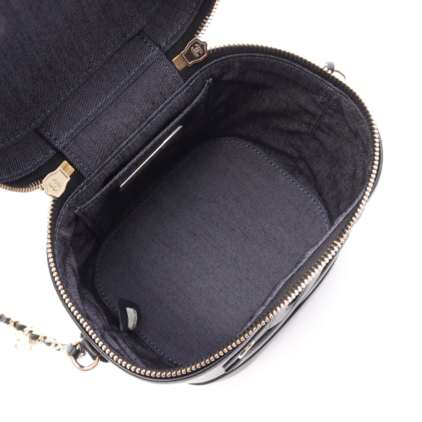ココマーク 2WAY チェーンショルダーバッグ バニティバッグ ラムスキン ブラック ゴールド金具 シャネル