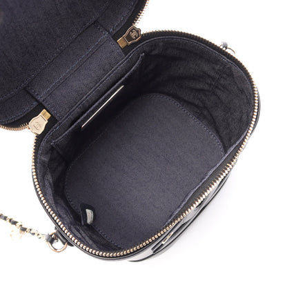 ココマーク 2WAY チェーンショルダーバッグ バニティバッグ ラムスキン ブラック ゴールド金具 シャネル