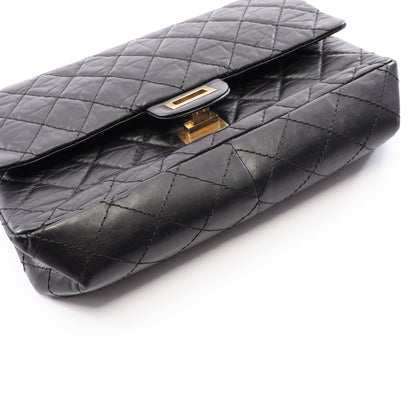2.55 マトラッセ Wフラップ Wチェーンショルダーバッグ レザー ブラック ゴールド金具 シャネル
