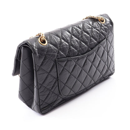 2.55 マトラッセ Wフラップ Wチェーンショルダーバッグ レザー ブラック ゴールド金具 シャネル