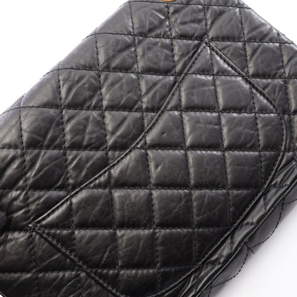 2.55 マトラッセ Wフラップ Wチェーンショルダーバッグ レザー ブラック ゴールド金具 シャネル