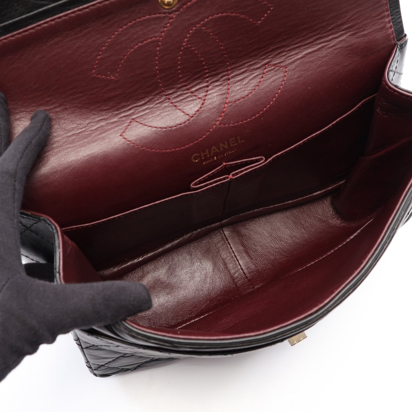 2.55 マトラッセ Wフラップ Wチェーンショルダーバッグ レザー ブラック ゴールド金具 シャネル