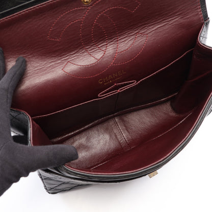 2.55 マトラッセ Wフラップ Wチェーンショルダーバッグ レザー ブラック ゴールド金具 シャネル