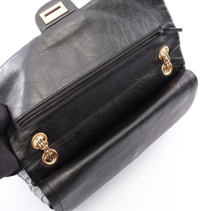 2.55 マトラッセ Wフラップ Wチェーンショルダーバッグ レザー ブラック ゴールド金具 シャネル