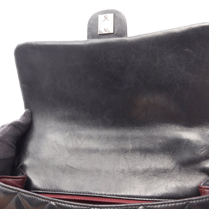 マトラッセ トップハンドル ハンドバッグ ラムスキン ブラック シルバー金具 シャネル