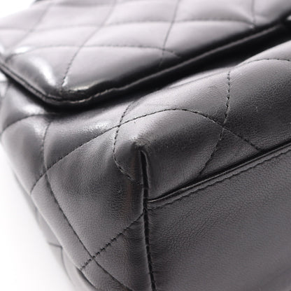 マトラッセ トップハンドル ハンドバッグ ラムスキン ブラック シルバー金具 シャネル