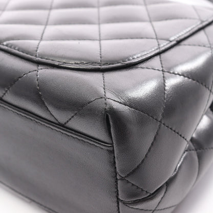 マトラッセ トップハンドル ハンドバッグ ラムスキン ブラック シルバー金具 シャネル
