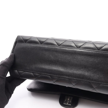 マトラッセ トップハンドル ハンドバッグ ラムスキン ブラック シルバー金具 シャネル
