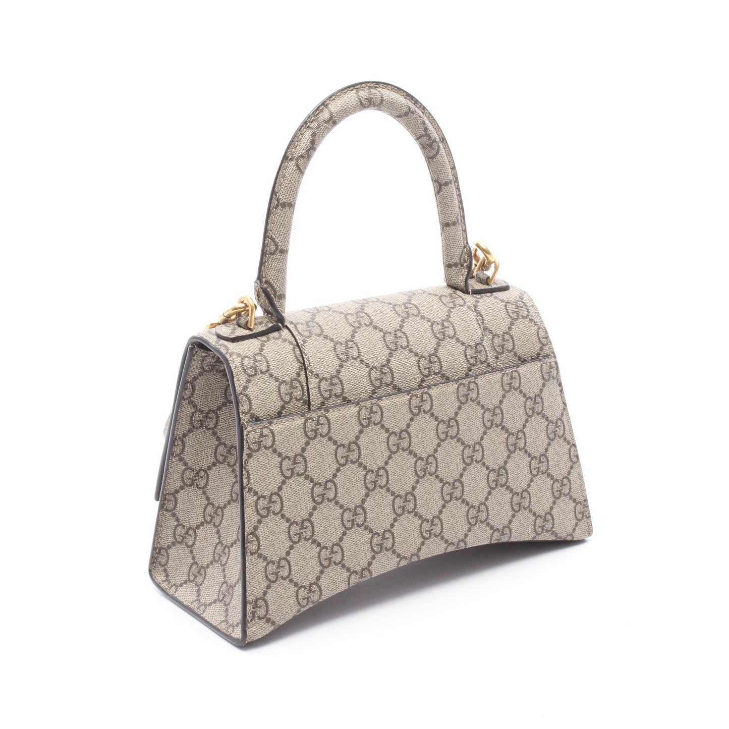 GUCCI × BALENCIAGA ハッカープロジェクト フローラ アワーグラス 2WAY ハンドバッグ PVC ベージュ ダークブラウン バレンシアガ