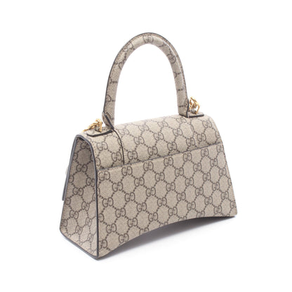 GUCCI × BALENCIAGA ハッカープロジェクト フローラ アワーグラス 2WAY ハンドバッグ PVC ベージュ ダークブラウン バレンシアガ