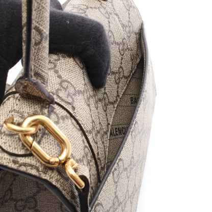 GUCCI × BALENCIAGA ハッカープロジェクト フローラ アワーグラス 2WAY ハンドバッグ PVC ベージュ ダークブラウン バレンシアガ