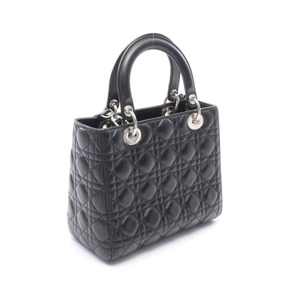 LADY DIOR レディディオール 2WAY ハンドバッグ レザー ブラック クリスチャンディオール