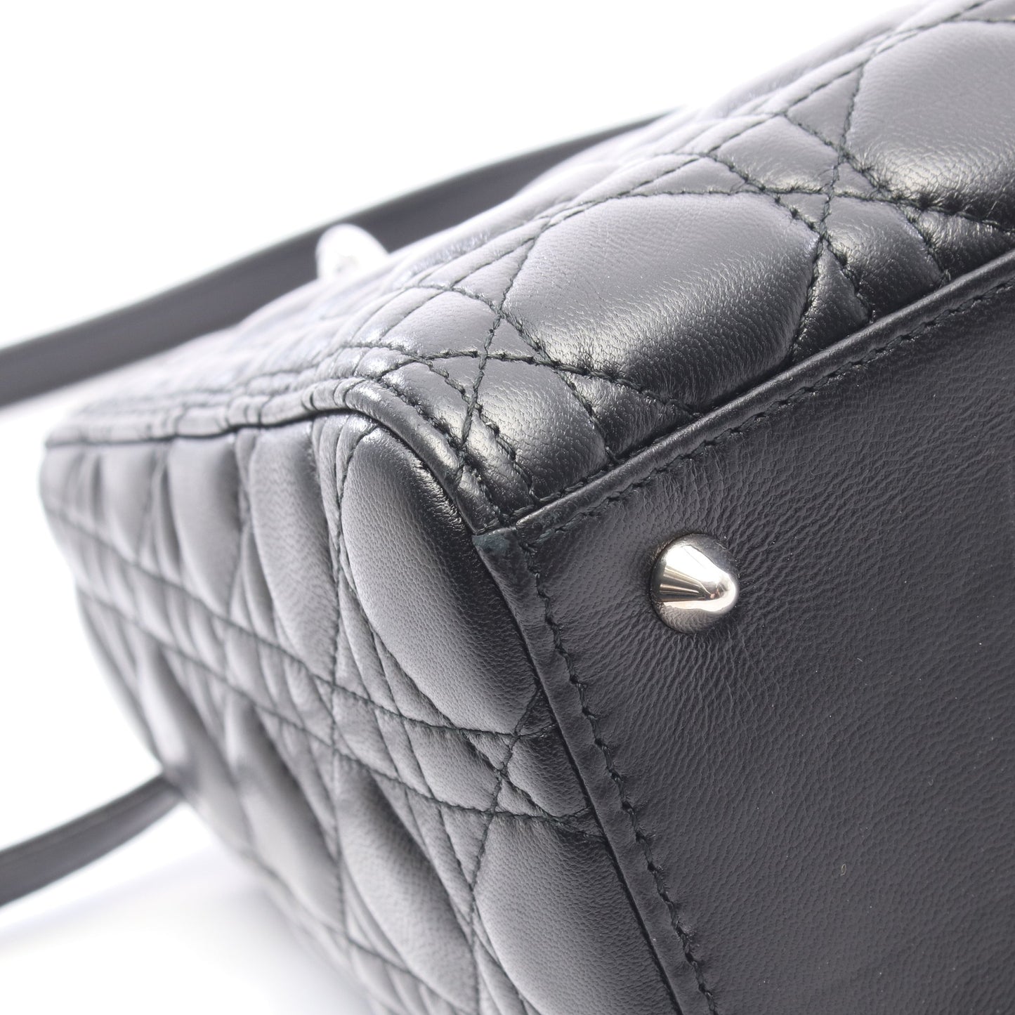 LADY DIOR レディディオール 2WAY ハンドバッグ レザー ブラック クリスチャンディオール