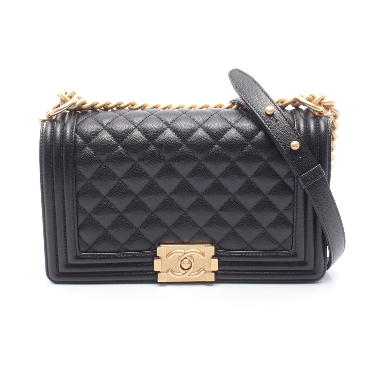 ボーイシャネル チェーンショルダーバッグ キャビアスキン ブラック ゴールド金具 シャネル バッグ CHANEL
