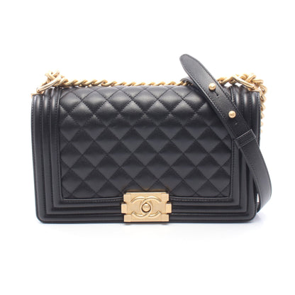 ボーイシャネル チェーンショルダーバッグ キャビアスキン ブラック ゴールド金具 シャネル バッグ CHANEL