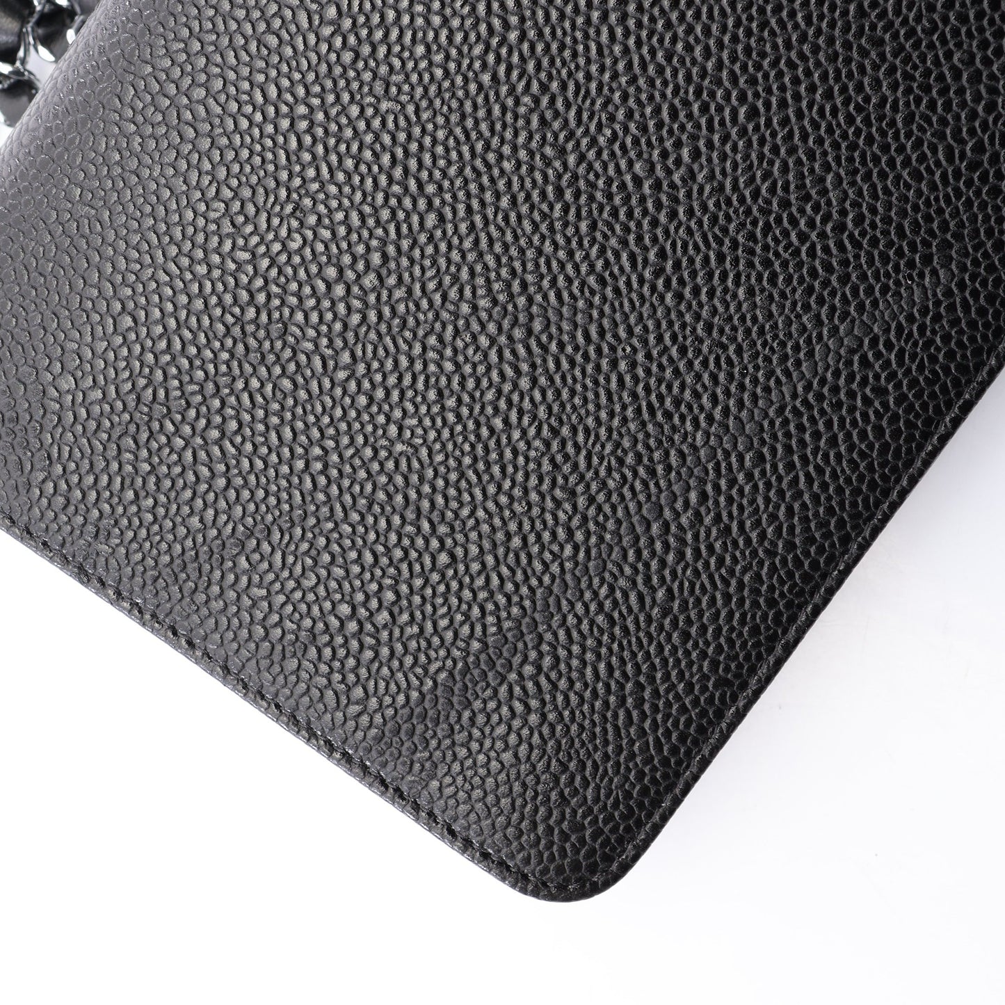 ココマーク チェーンウォレット キャビアスキン ブラック シルバー金具 シャネル