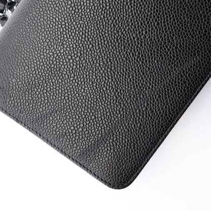 ココマーク チェーンウォレット キャビアスキン ブラック シルバー金具 シャネル