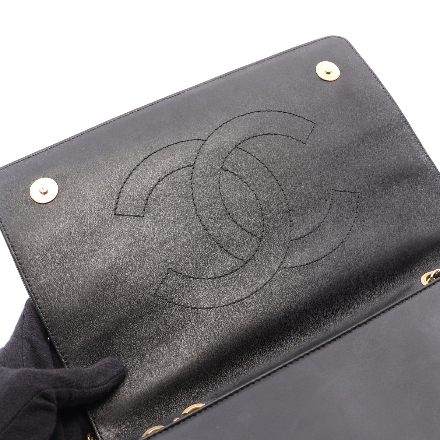 マトラッセ チェーンショルダーバッグ ラムスキン ブラック ゴールド金具 シャネル