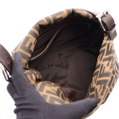 ズッカ ワンショルダーバッグ キャンバス レザー ブラウン ダークブラウン フェンディ バッグ FENDI