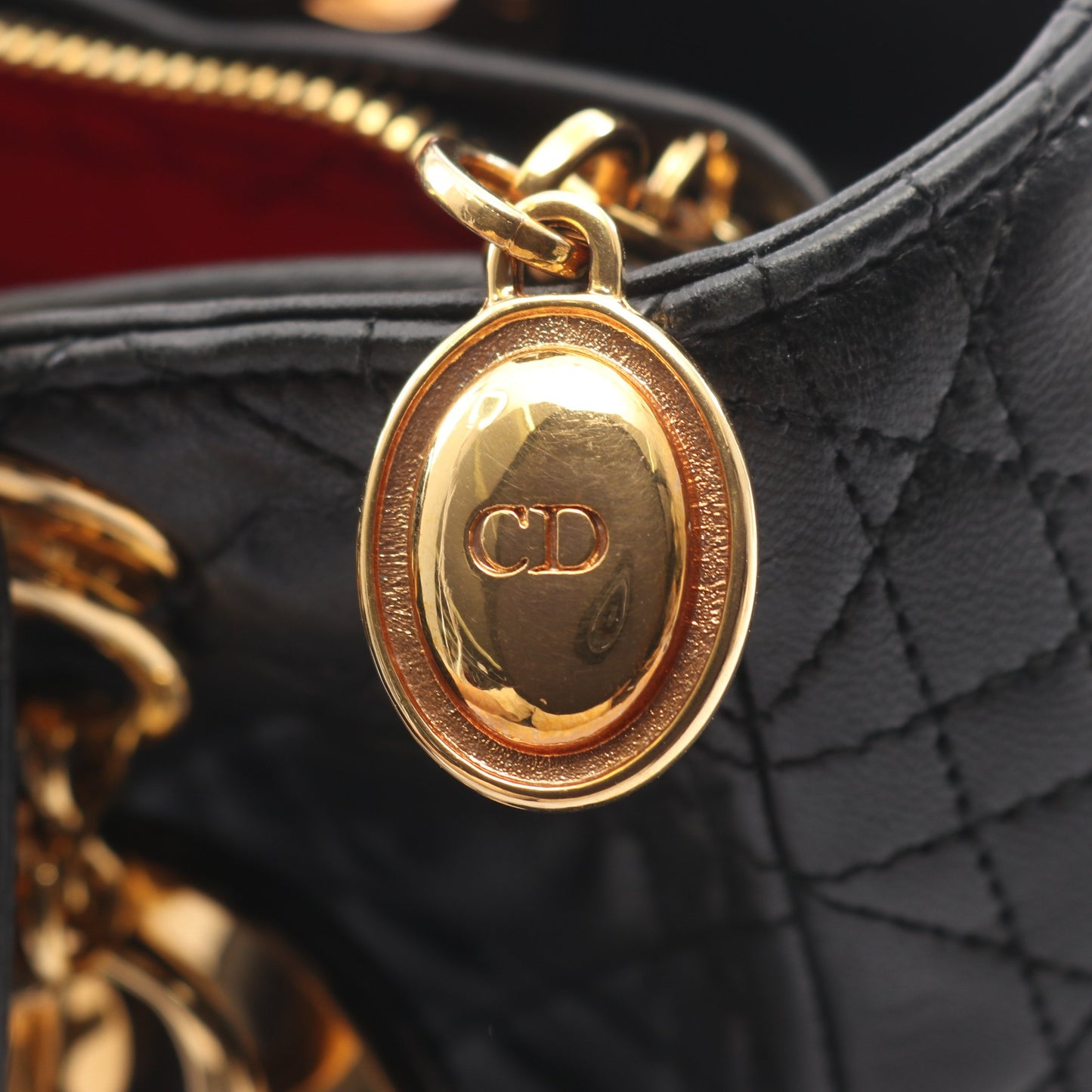 LADY DIOR レディディオール 2WAY ハンドバッグ レザー ブラック クリスチャンディオール バッグ Christian Dior