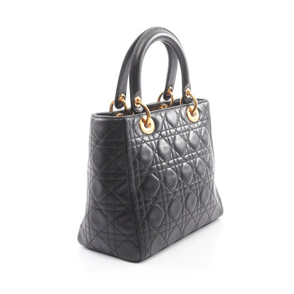 LADY DIOR レディディオール 2WAY ハンドバッグ レザー ブラック クリスチャンディオール バッグ Christian Dior