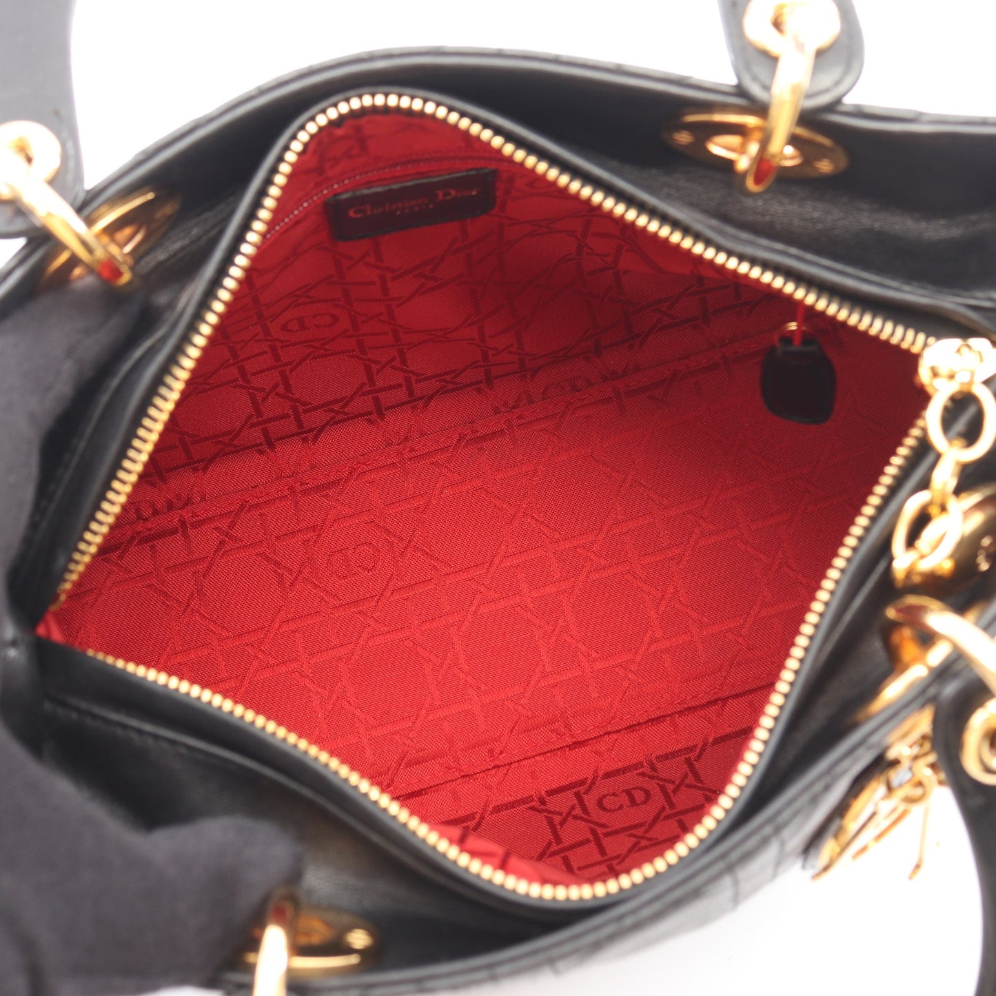 LADY DIOR レディディオール 2WAY ハンドバッグ レザー ブラック クリスチャンディオール バッグ Christian Dior