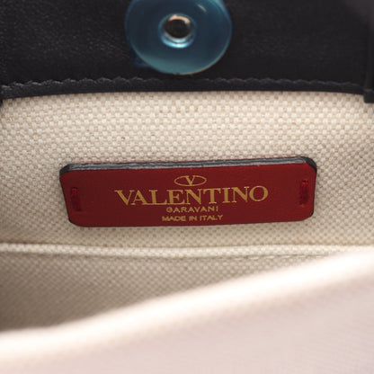 VLTNロゴ 2WAY ハンドバッグ トートバッグ キャンバス レザー アイボリー ブラック ヴァレンティノガラヴァーニ バッグ VALENTINO GARAVANI