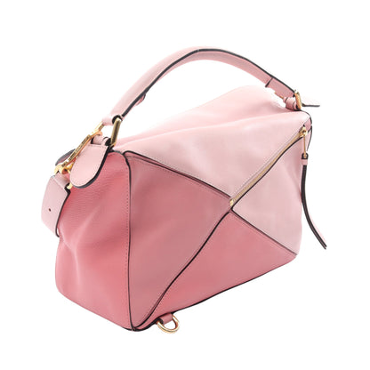 パズルバッグ ミディアム 2WAY ハンドバッグ レザー ピンク ライトピンク ロエベ バッグ LOEWE