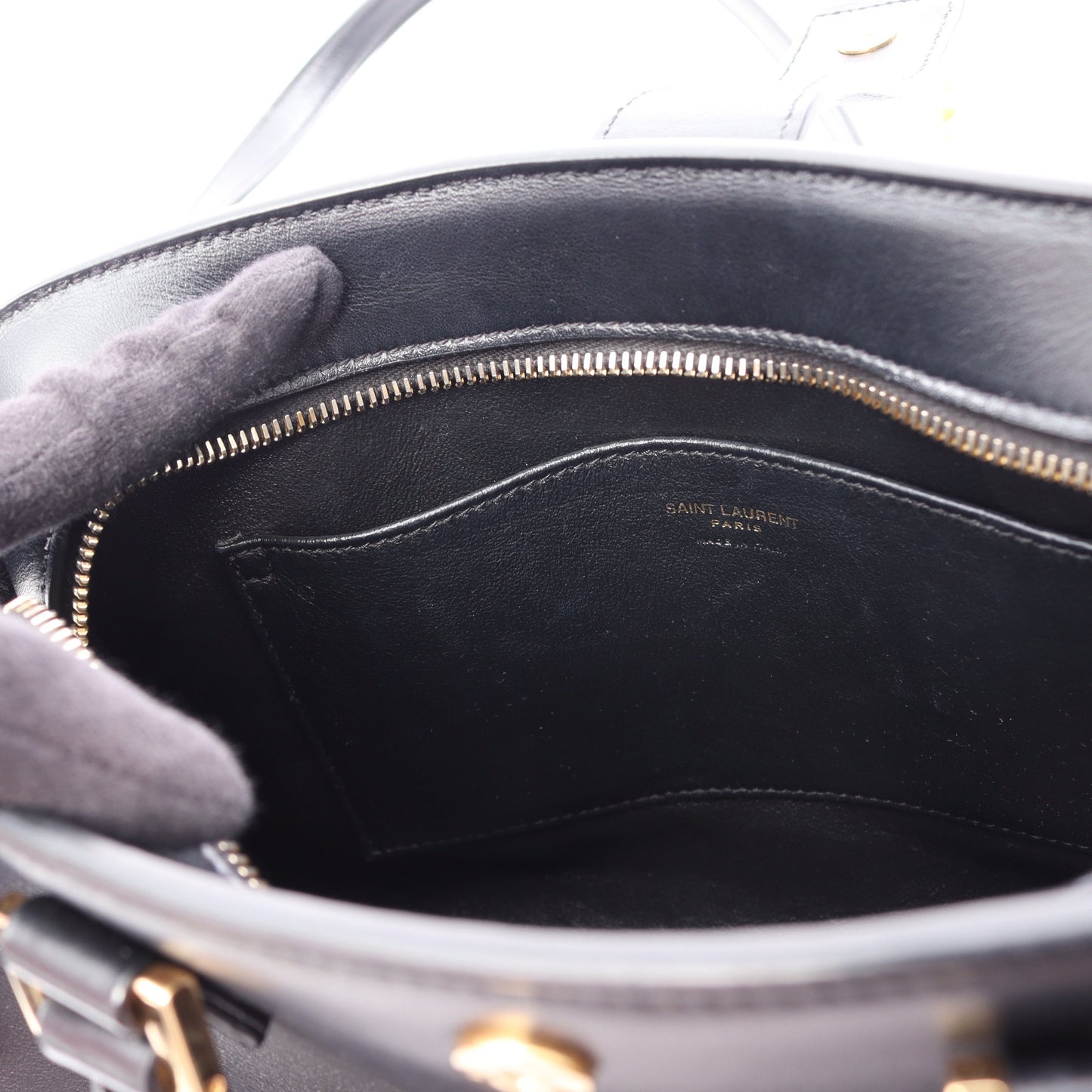 YSLライン ベイビー モノグラム カバス 2WAY ハンドバッグ レザー ブラック サンローランパリ