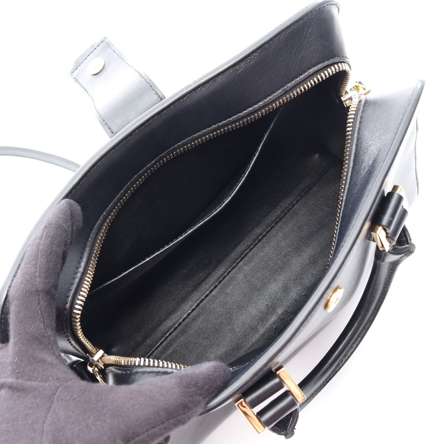 YSLライン ベイビー モノグラム カバス 2WAY ハンドバッグ レザー ブラック サンローランパリ