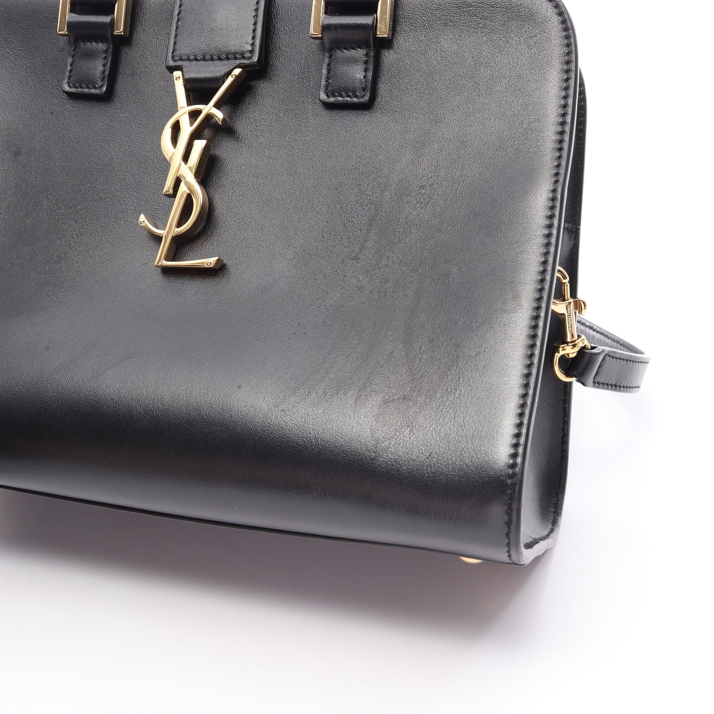 YSLライン ベイビー モノグラム カバス 2WAY ハンドバッグ レザー ブラック サンローランパリ